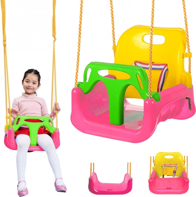 Balançoire de jardin pour enfants 3 en 1 avec dossier réglable