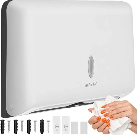 RUHHY Wall-Mounted Paper Towel Dispenser, White