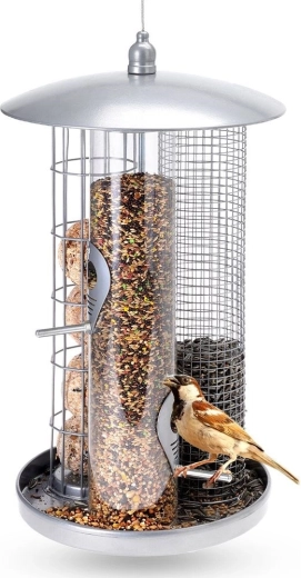 Metal triple bird feeder for suet balls 36.5 cm