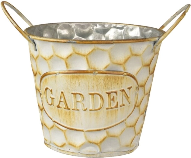 Cache-pot en métal Garden beige carré 12 × 12 × 13 cm