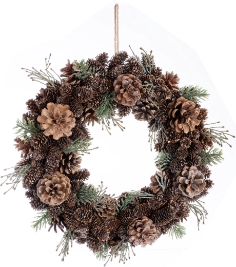 Couronne décorative en pommes de pin 40 cm