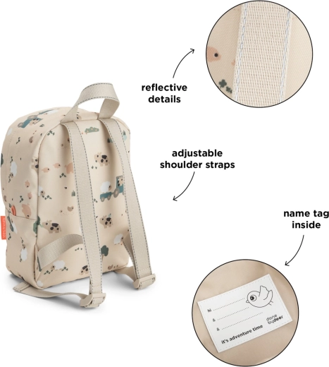 Done by Deer kleine kinder rugzak Tiny farm zandkleur 4 l