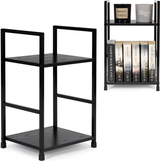 Modern black shelf with 2 shelves ModernHome