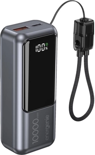 Batterie externe avec écran LCD 10 000 mAh QC 3.0 20 W grise