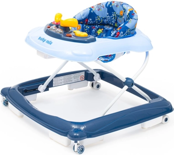 Babyloopstoel BABY MIX met stuur en siliconen wielen, donkerblauw