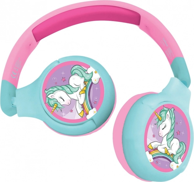 Kids’ Wireless and Wired Foldable Headphones with Unicorn Theme