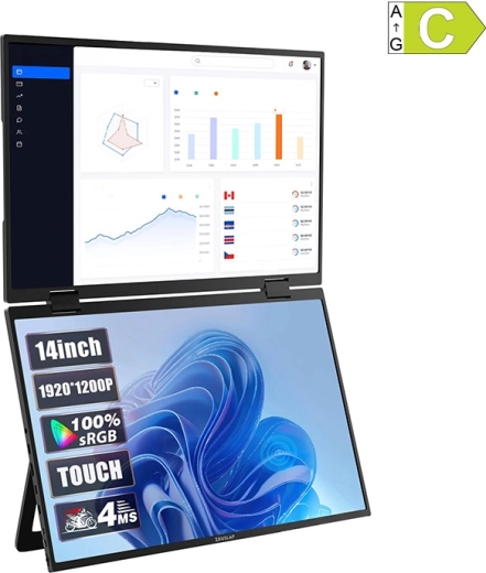 Moniteur portable double tactile ZEUSLAP Z14W 2×14" WUXGA IPS