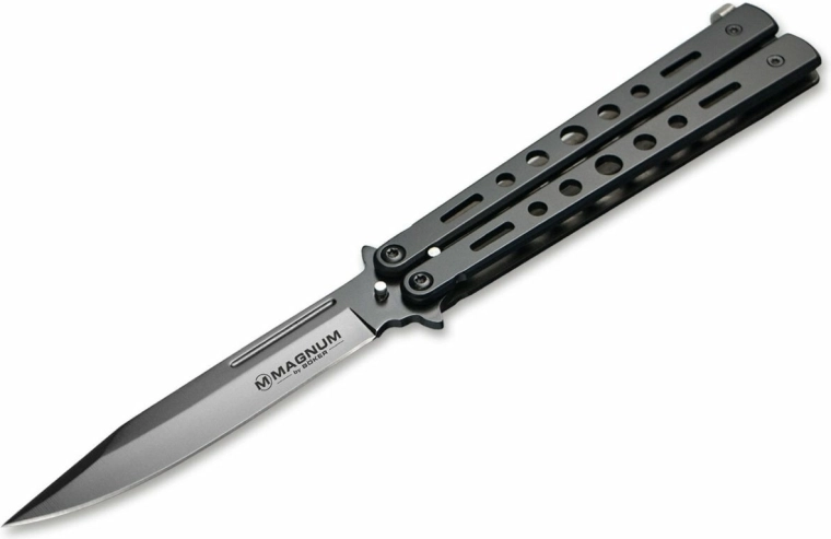 Böker Magnum Balisong All Black lommekniv 10,5 cm, grå, fuldstændig stål