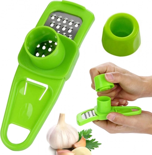 Mini Garlic and Ginger Grater with Safety Holder – Green