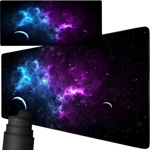 Tappetino da scrivania/desk mat da gaming XXL con motivo spaziale 90 × 40 cm