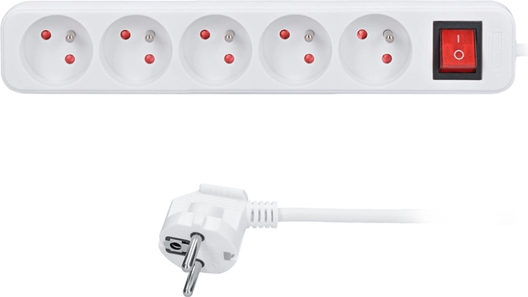 Ciabatta multipresa Solight con 5 prese, 2 m e interruttore, bianca