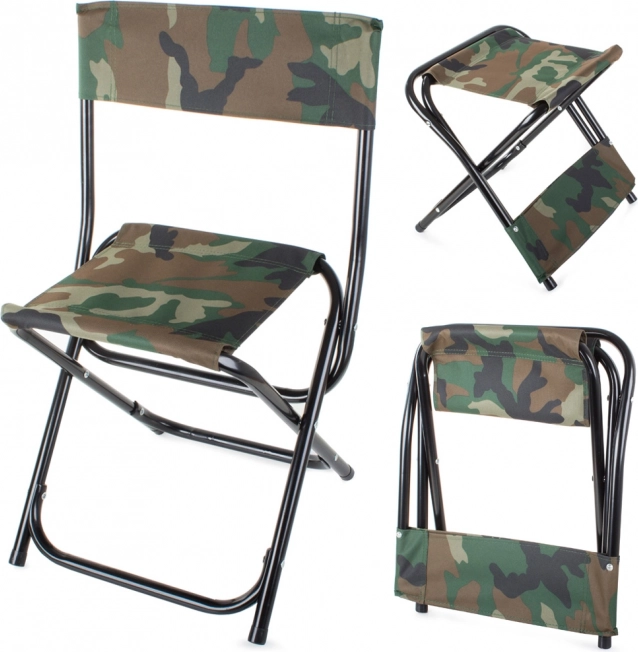 Opvouwbare vissersstoel voor kamperen camo groot