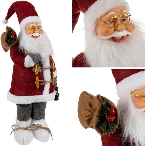 Figurina natalizia di Babbo Natale 45 cm con lanterna