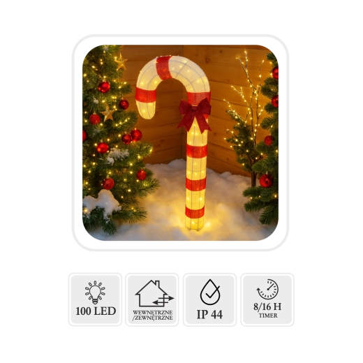 Kerst LED zuurstok 1,2 m, 100 LED, warm wit, voor binnen en buiten