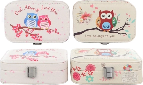 Jewelry Box with Little Owl Motif and Mirror
