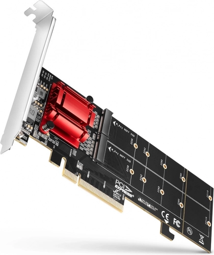 AXAGON adattatore PCIe x8 per 2× M.2 NVMe con RAID, compatibile senza biforcazione, staffa full e low‑profile