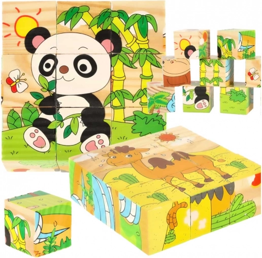 Fa oktatási puzzle Safari 3D 6v1