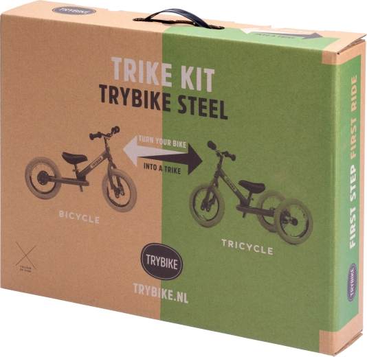 Trybike zestaw do konwersji rowerka biegowego na trójkołowiec z czarnym kołem