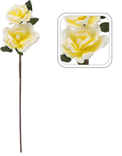 Dekorativna umetna vrtnica z 2 cvetovoma, 72 cm, rumena