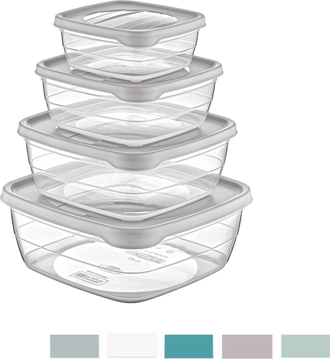 Contenitori per alimenti Trend quadrati, set da 4 pezzi, mix di colori
