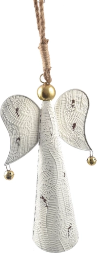 Ange en métal avec clochette blanc 46 cm