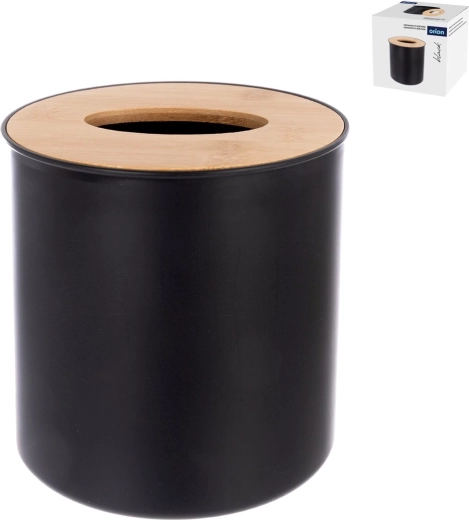 Kosmetický odpadkový koš black z plastu s bambusovým prvkem