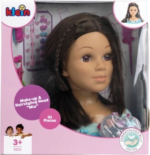 Testa per acconciature e trucco Mia con set di cosmetici e accessori