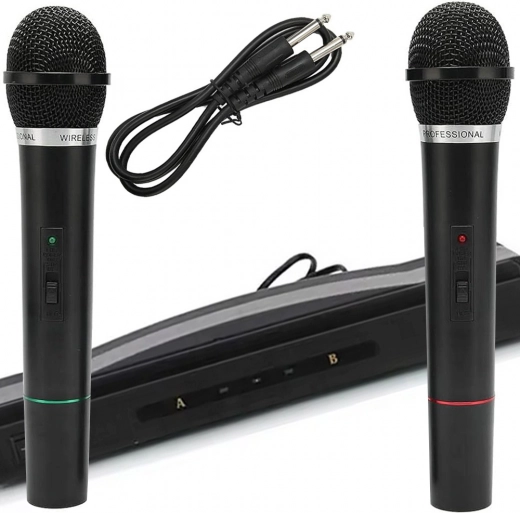 Karaoke set with 2 wireless microphones and receiver station