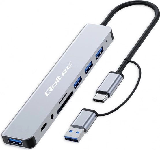 Adattatore HUB 8v1 USB-C/USB con supporto schede SD/TF e Jack 3.5mm