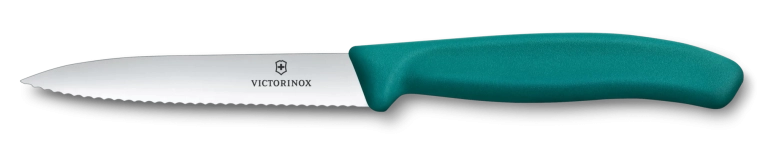 Küchenmesser für Obst und Gemüse VICTORINOX Swiss Classic, 10 cm, gezahnt, spitz, grün