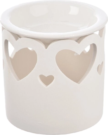 White porcelain heart-shaped oil burner