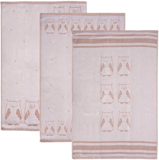 Strofinacci da cucina in cotone Sova grigi 70 × 50 cm - 3 pezzi