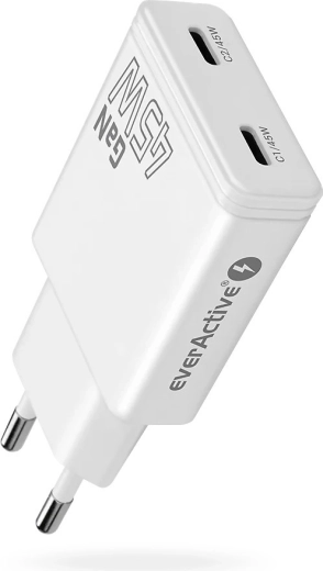 EverActive super schlankes GaN-Netzladegerät 45 W mit 2× USB-C (SC-465Q)