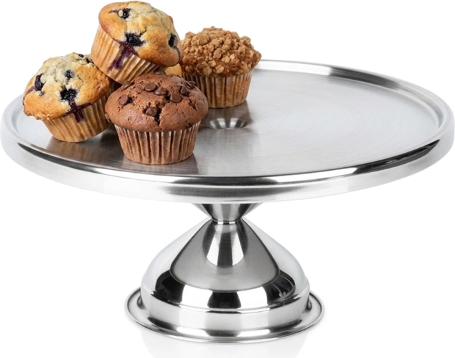 Alzata per torte in acciaio inox Vilde con piede 33 cm