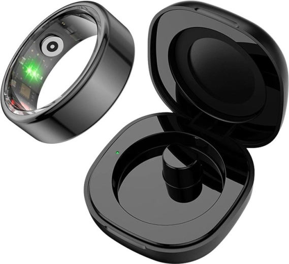 Anello intelligente COLMI R02 misura 9 (18,9 mm) nero con custodia di ricarica