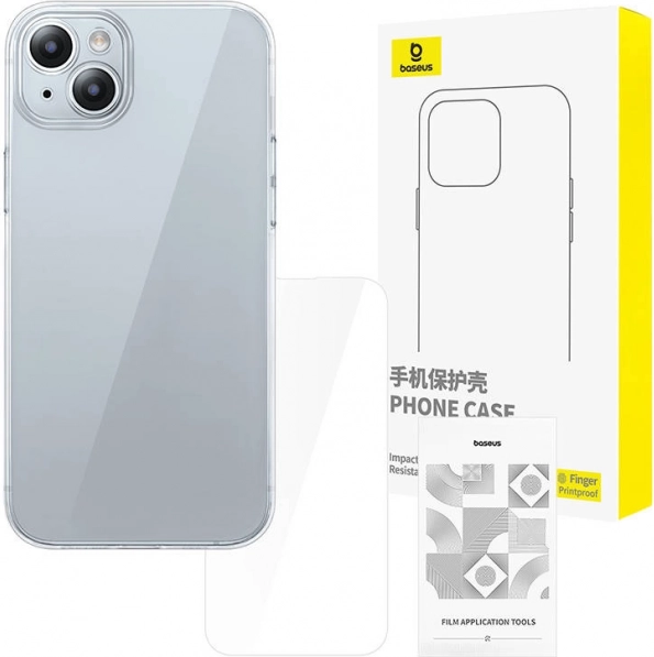Transparent Case for iPhone 15 with Tempered Glass by Baseus