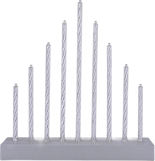 Portacandele LED natalizio con 9 candele, argento