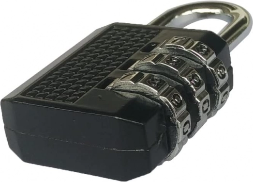 Combination luggage padlock, 3-digit, black