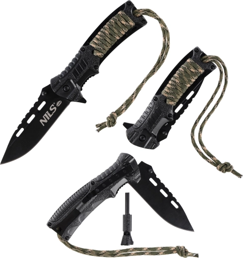 Paracord, fire starter, and whistle for survival