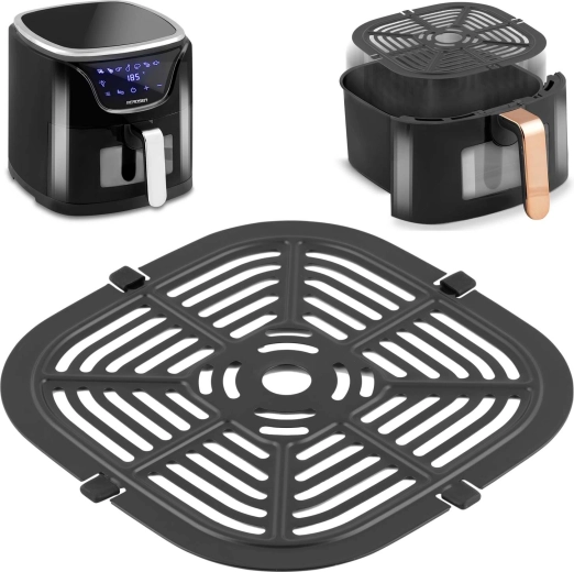 Gitter für Heißluftfritteuse Berdsen BD-652, 21 × 21 cm, Edelstahl mit antihaftender PTFE-Beschichtung