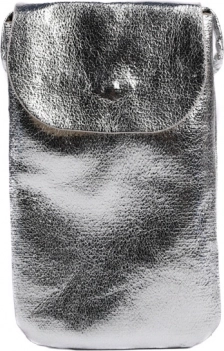 Borsetta metallica per cellulare con tracolla e tasca posteriore