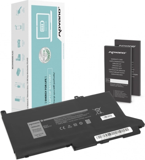 Batteria Movano per Dell Latitude 7280/7290/7380/7390/7480/7490 (11,4 V, 3000 mAh, 34 Wh)