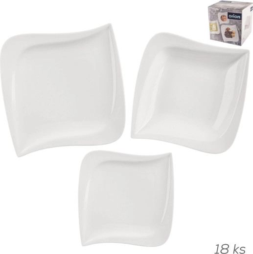 Service de table en porcelaine Mona Musica, assiettes carrées, 18 pièces