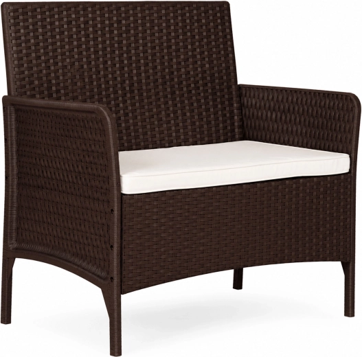 Divano da giardino a due posti MultiGarden con cuscino effetto rattan, marrone