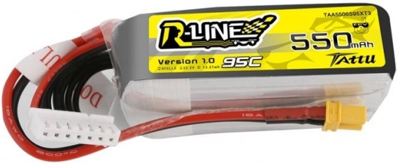 tattu r-line batteria lipo 550 mah 22,2 v 95c 6s xt30