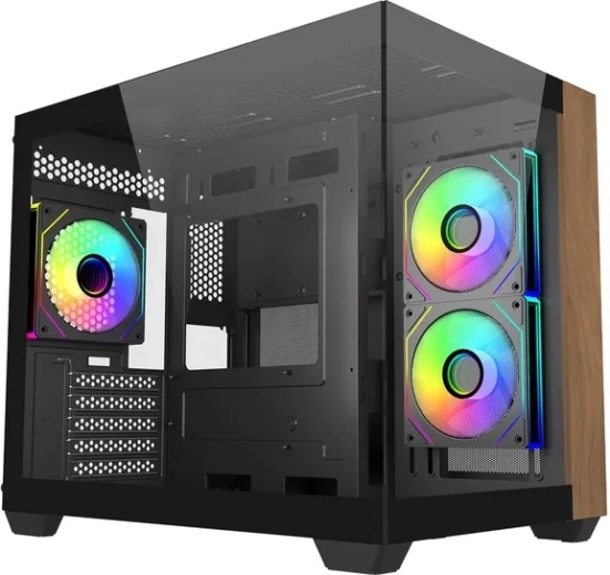 Elite 481 Wood case PC mATX in legno con vetro panoramico a 270°