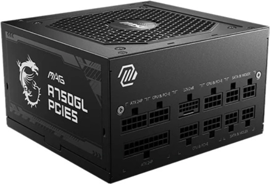 MSI MAG A750GL PCIe 5 750 W 80 Plus Gold alimentatore completamente modulare