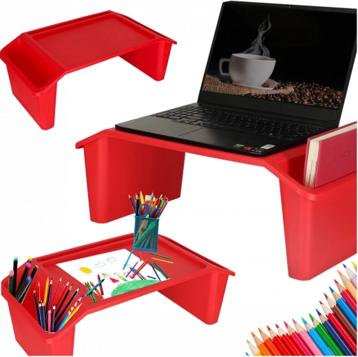 Tavolino da grembo portatile con organizer, rosso