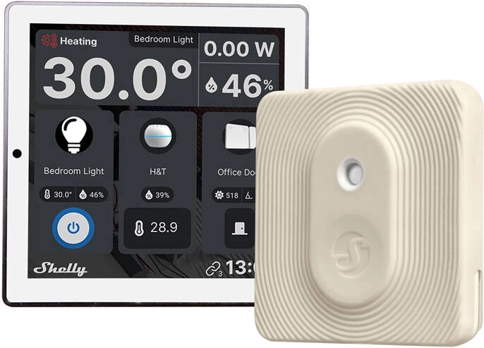 shelly wall display wifi/blu white + blu h&t ivory – smart panel and sensor kit