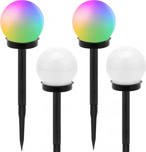 Solarne vrtne RGB kugle 4x, 10 cm